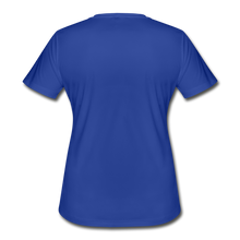 Load image into Gallery viewer, GRÜVN Women&#39;s Moisture Wicking Performance T-Shirt - White &amp; Orange Logo (4 Colors) - royal blue
