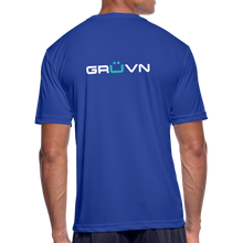 Load image into Gallery viewer, LIVE IT Men’s Moisture Wicking Performance T-Shirt (GRÜVN on back) White Logo (4 Colors) - royal blue
