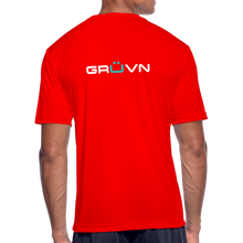 Load image into Gallery viewer, LIVE IT Men’s Moisture Wicking Performance T-Shirt (GRÜVN on back) White Logo (4 Colors) - red
