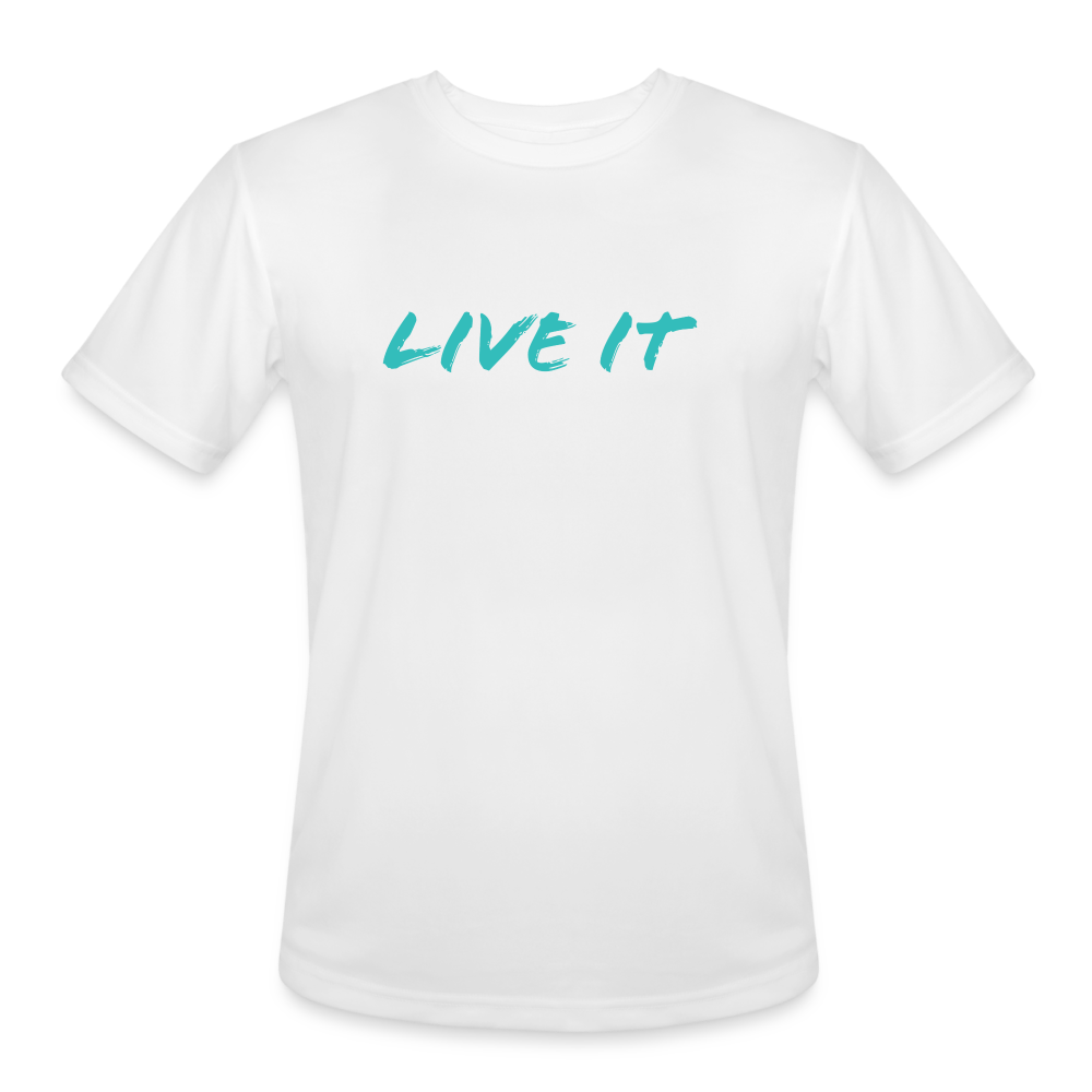 LIVE IT Men’s Moisture Wicking Performance T-Shirt (GRÜVN on back) Blue Logo (4 Colors) - white