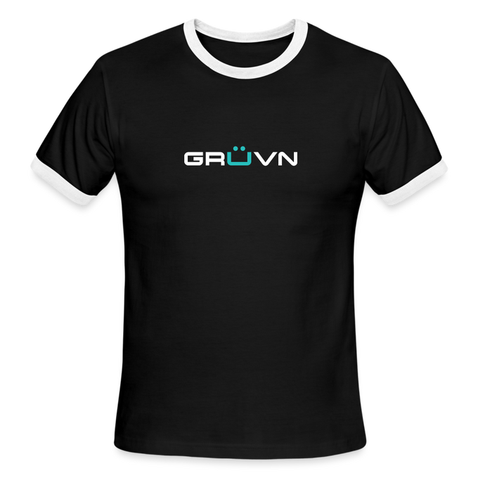 GRÜVN Men's Ringer T-Shirt - Z on back - black/white