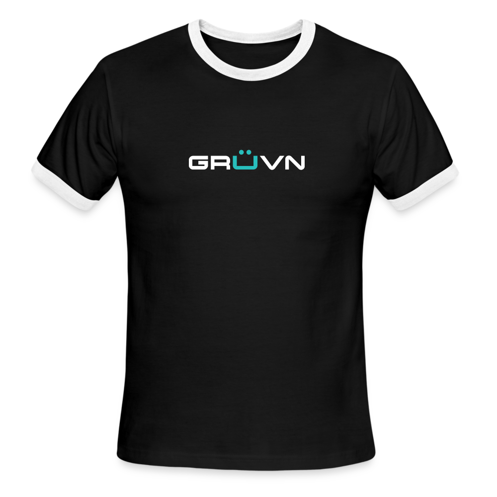 GRÜVN Men's Ringer T-Shirt - Z on back - black/white