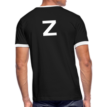 Load image into Gallery viewer, GRÜVN Men&#39;s Ringer T-Shirt - Z on back - black/white
