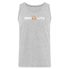 Load image into Gallery viewer, GRÜVN Men’s Premium Tank - White &amp; Orange (6 Colors) - heather gray
