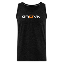 Load image into Gallery viewer, GRÜVN Men’s Premium Tank - White &amp; Orange (6 Colors) - charcoal grey
