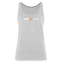 Load image into Gallery viewer, GRÜVN Women’s Premium Tank Top - White &amp; Orange (7 Colors) - heather gray

