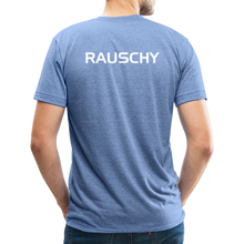 Load image into Gallery viewer, GRÜVN Unisex Tri-Blend T-Shirt - RAUSCHY on the back - heather blue
