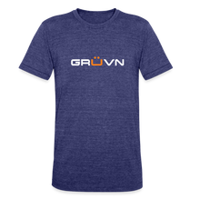 Load image into Gallery viewer, GRÜVN Unisex Tri-Blend T-Shirt - RAUSCHY on the back - heather indigo
