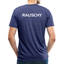 Load image into Gallery viewer, GRÜVN Unisex Tri-Blend T-Shirt - RAUSCHY on the back - heather indigo
